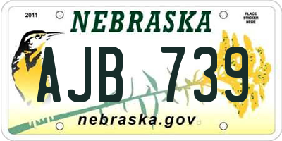NE license plate AJB739
