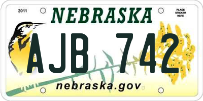 NE license plate AJB742