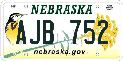 NE license plate AJB752