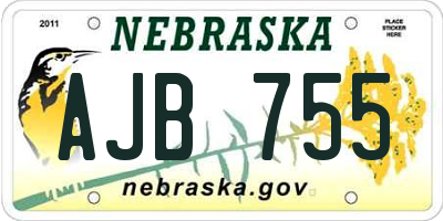 NE license plate AJB755