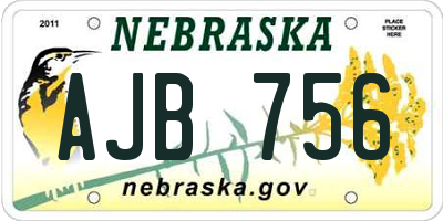 NE license plate AJB756