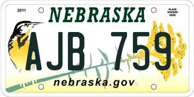 NE license plate AJB759