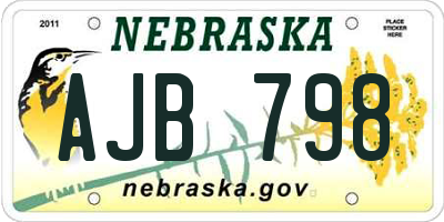 NE license plate AJB798