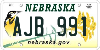NE license plate AJB991
