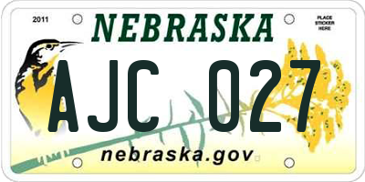 NE license plate AJC027