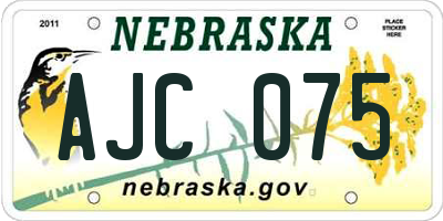 NE license plate AJC075