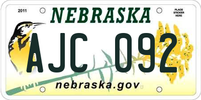 NE license plate AJC092