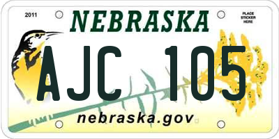NE license plate AJC105