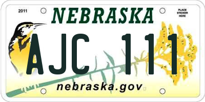 NE license plate AJC111