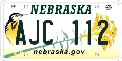 NE license plate AJC112