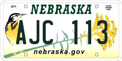 NE license plate AJC113
