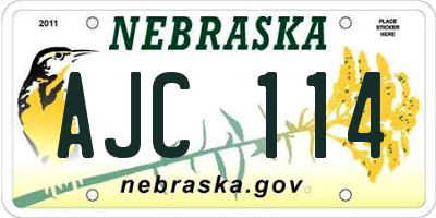 NE license plate AJC114