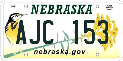 NE license plate AJC153