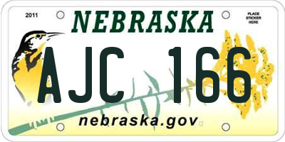 NE license plate AJC166