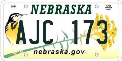 NE license plate AJC173