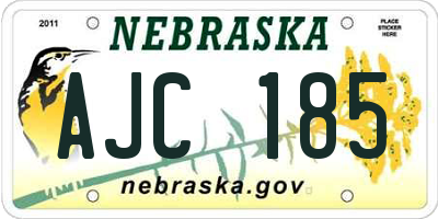 NE license plate AJC185