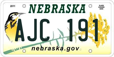 NE license plate AJC191