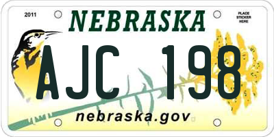 NE license plate AJC198