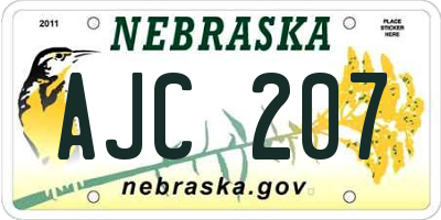 NE license plate AJC207
