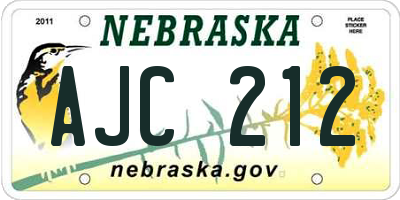 NE license plate AJC212