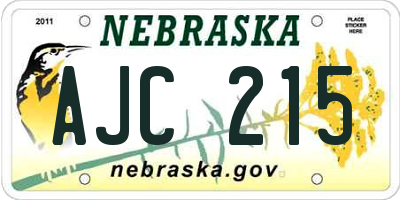 NE license plate AJC215