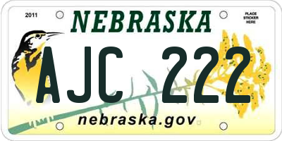 NE license plate AJC222