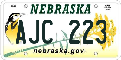NE license plate AJC223