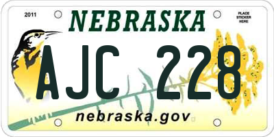 NE license plate AJC228
