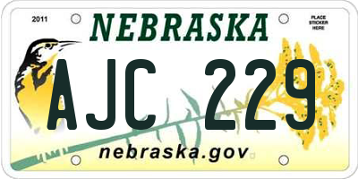 NE license plate AJC229