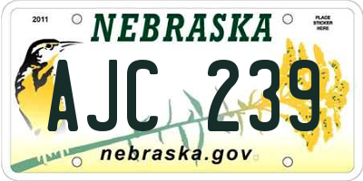 NE license plate AJC239