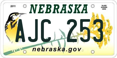 NE license plate AJC253