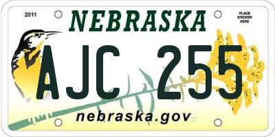 NE license plate AJC255