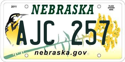 NE license plate AJC257