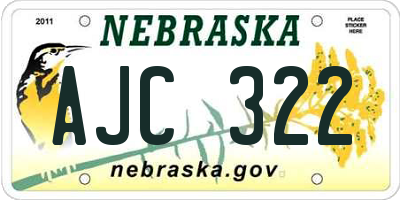 NE license plate AJC322
