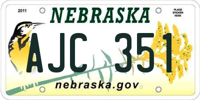NE license plate AJC351