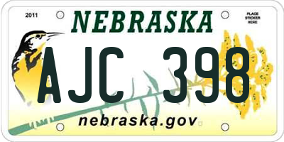 NE license plate AJC398