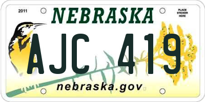 NE license plate AJC419