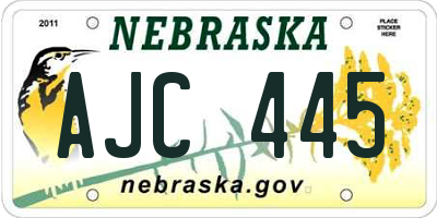 NE license plate AJC445