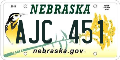 NE license plate AJC451