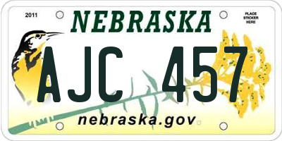 NE license plate AJC457