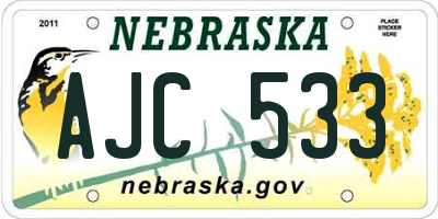 NE license plate AJC533