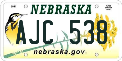 NE license plate AJC538