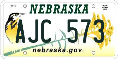 NE license plate AJC573