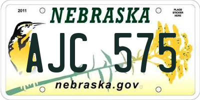NE license plate AJC575