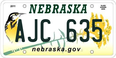 NE license plate AJC635