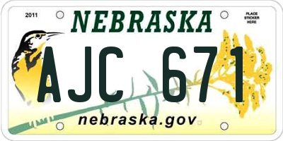 NE license plate AJC671