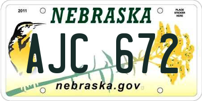 NE license plate AJC672