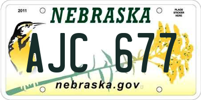 NE license plate AJC677