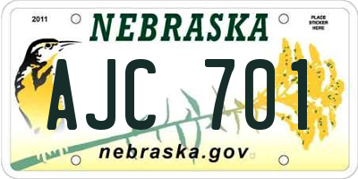NE license plate AJC701
