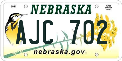 NE license plate AJC702